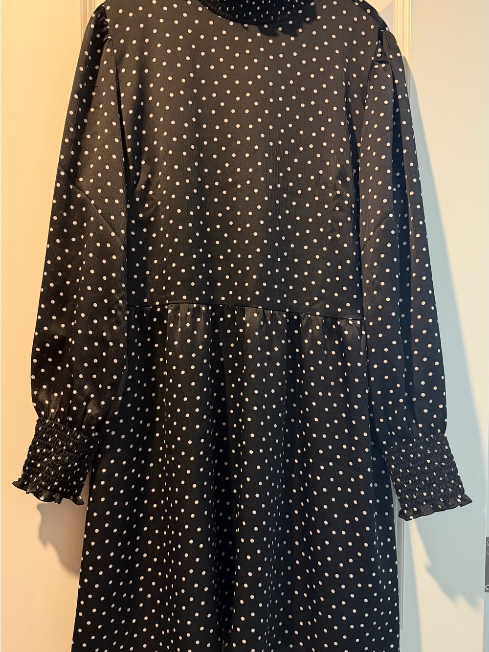 LOFT Black Dress with White Polka Dots